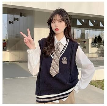 Amazon.co.jp: 韓国 制服 ベスト 韓国風 スクールベスト ニット